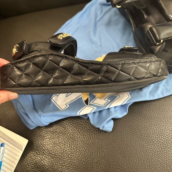 Chanel Black Sandals with Gold Accents dad sandals leather sandals - Picture 7 of 16